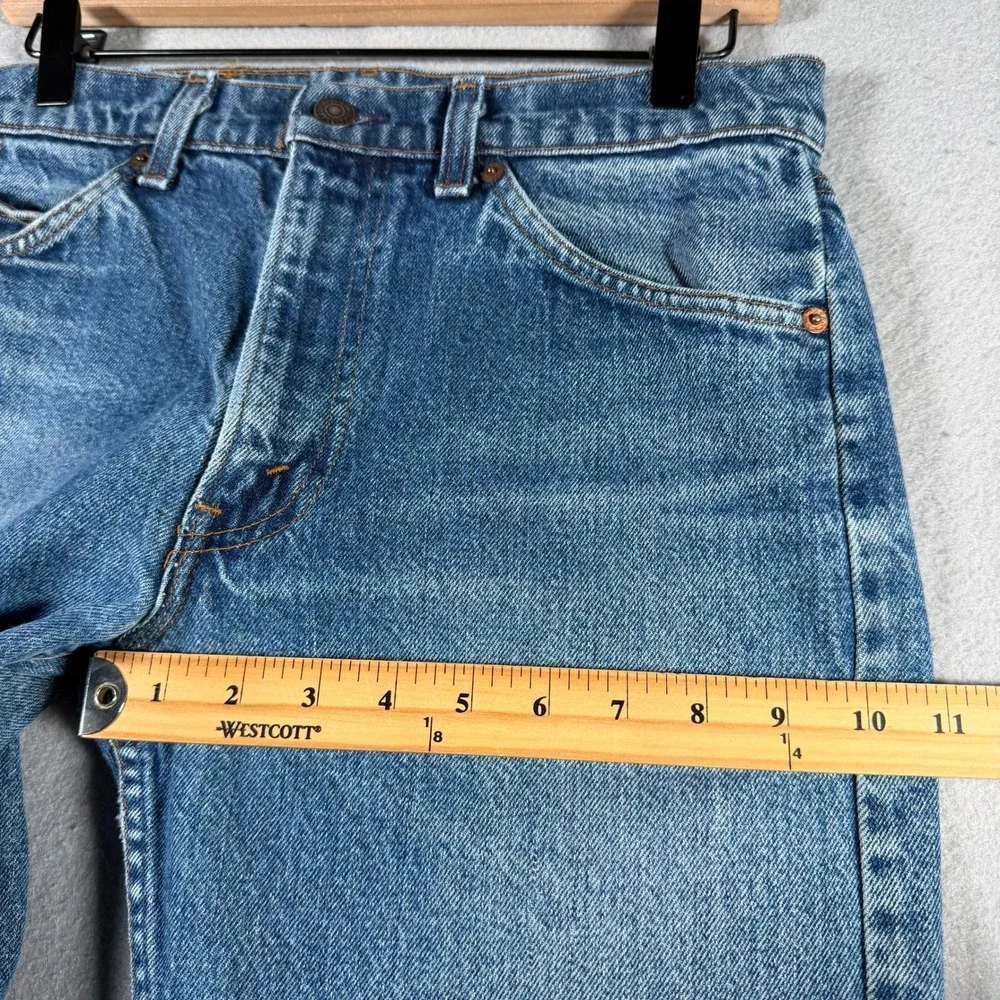 Levis 505 Vintage Orange Tab Straight Leg Jeans Medium Wash Blue Mens 30x32